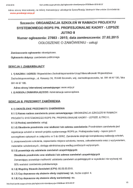 27.02.2015 r. ogłoszenie o zamówieniu