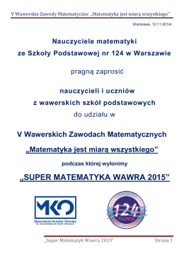 Regulamin V Wawerskich Zawodów Matematycznych 2014/2015