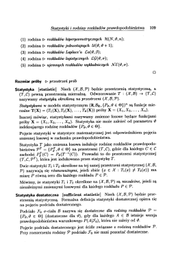 Statystyki i rodziny rozkład&oacute;w prawdopodobieństwa 109 (1) rodzina
