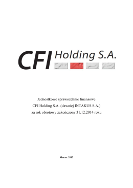 Jednostkowe sprawozdanie finansowe CFI Holding S.A. (dawniej