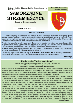 Biuletyn numer 11 2015 - Stowarzyszenie Samorządne Strzemieszyce