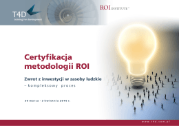 Certyfikacja metodologii ROI - Training for Development Kraków
