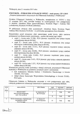 Protokół - publiczne otwarcie ofert - znak sprawy: ZP