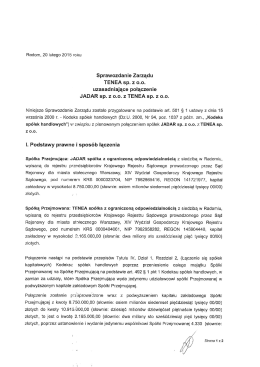 Sprawozdanie Zarządu TENEA sp. z 0.0. uzasadniające