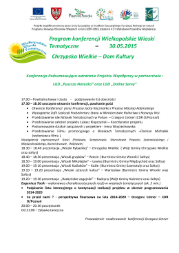 Program konferencji Wielkopolskie Wioski Tematyczne – 30.05