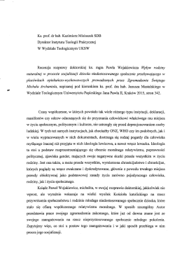 Ks. prof. dr hab. Kazimierz Misiaszek SDB Dyrektor Instytutu Teologii