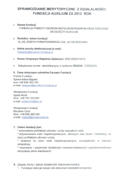 Sprawozdanie merytoryczne z działalności za rok 2012