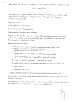 PROTOKÓŁ NR VIII/2015 Z POSIEDZENIA SESJI RADY GMINY W