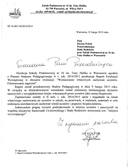 Raport ewaluacji wewnetrznej luty 2015