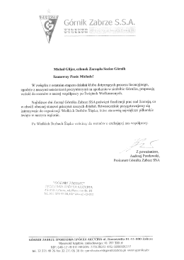 Michał Glijer, członek Zarządu Socios Górnik Szanowny Panie
