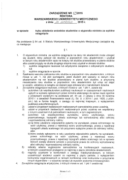 ZARZĄDZENIE NR éfl2015 REKTORA WARSZAWSKIEGO