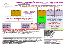 GRAFIK ZAJĘĆ I WARSZTATÓW również tu