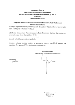 2014 absolutoria dla Rady Nadzorczej