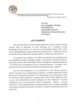 Pobierz treść listu - KSP NSZZ "Solidarność"
