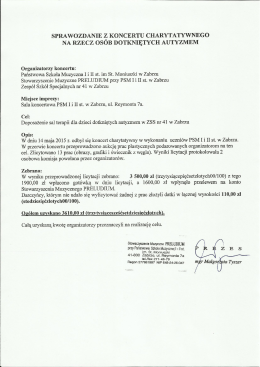 sprawozdanie z koncertu charytatywnego na