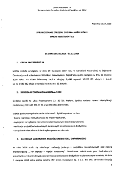 Sprawozdanie z działalności za 2014 rok