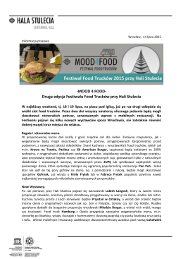Informacja prasowa Hala Stulecia – MOOD4FOOD – Festiwal Food