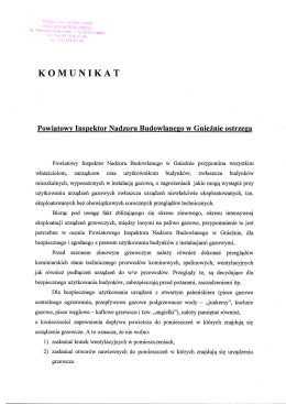Komunikat Powiatowego Inspektora Nadzoru