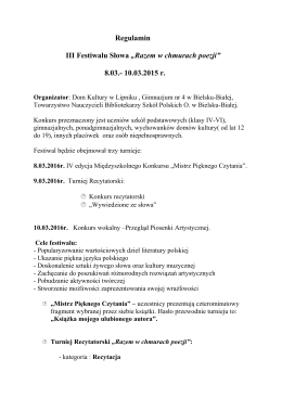 III Festiwal Słowa w DK Lipnik regulamin - TNBSP Bielsko