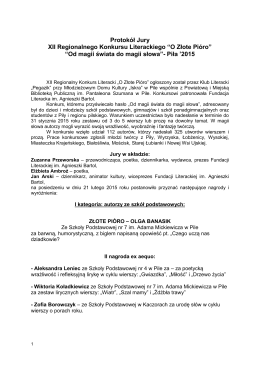 Protokół Jury XII Regionalnego Konkursu Literackiego “O Złote