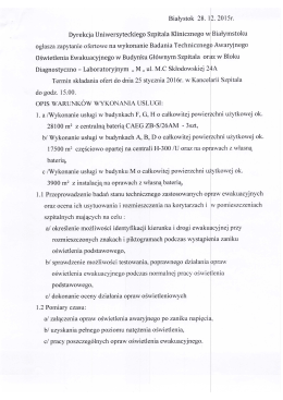 Białystok 28. l` Dyrekcja Uniwersyteckiego Szpitala Klinicznego Wj