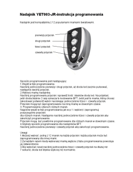 Instrukcja programowania pilota YET003 V2