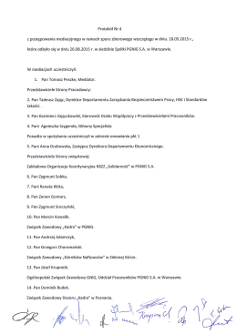 Protokół Nr 4 z postępowania mediacyjnego w ramach sporu