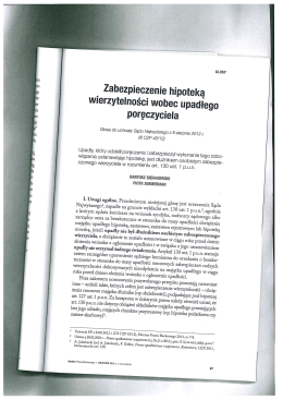 Monitor Bankowy Zabezpieczenie hipoteką wierzytelności wobec