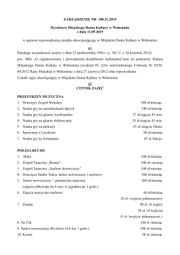 Cennik zajęć w MDK w Wołominie (2015-09-11)