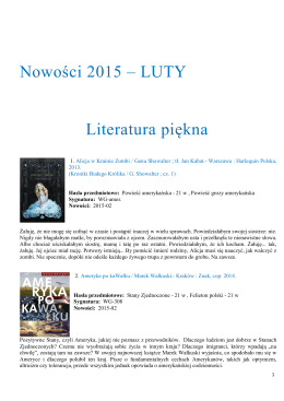 Nowości 2015 - Wojewódzka i Miejska Biblioteka Publiczna w