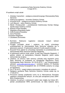 Protokół z posiedzenia Rady Seniorów Dzielnicy Ochota 06.05.2015r.