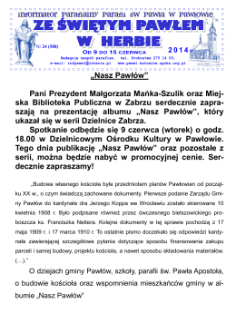 „Nasz Pawłów” Pani Prezydent Małgorzata Mańka