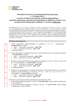 Harmonogram egzaminów w 2016