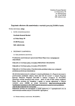 Zapytanie ofertowe Biznes Plan - Gardenia