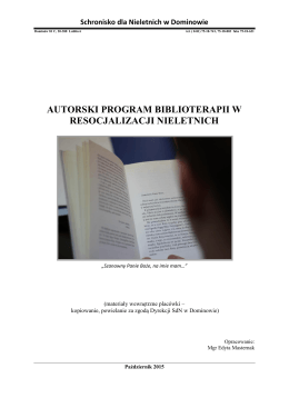 autorski program biblioterapii w resocjalizacji nieletnich