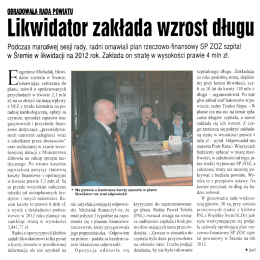 Likwidator zakłada wzrost długu