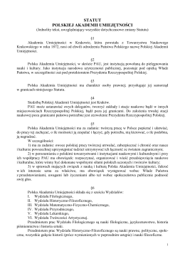 Statut w wersji PDF - Polska Akademia Umiejętności