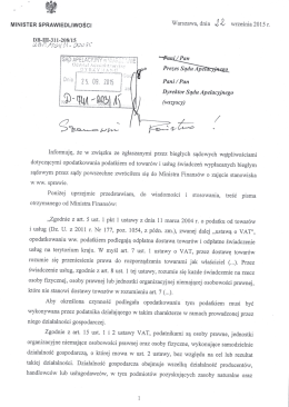 stanowisko Ministra Finans&oacute;w w kwestii wątpliwości dot