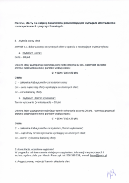 Oferenci, kt&oacute;rzy nie załączą dokument&oacute;w potwierdzających
