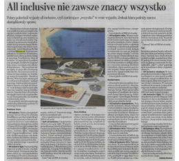 All inclusive nie zawsze znaczy Wszystko