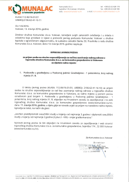 ispravak javnog poziva za stručno osposobljavanje za rad bez