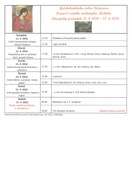 Liturgický program 11.4.2016