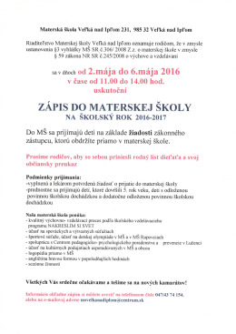 Zápis do MŠ.