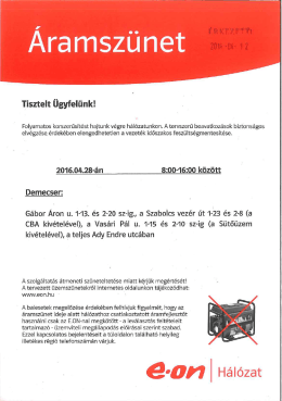 Tájékoztatás áramszünet idejéről