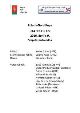 Polaris-Nord Kupa U14 EFC Fiú Tőr 2016. április 9. Szigetszentmiklós