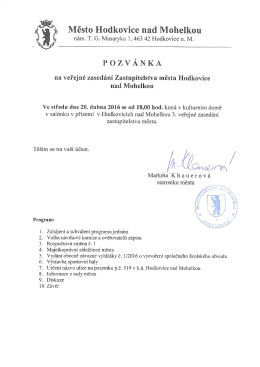 Pozv&aacute;nka na 3. veřejn&eacute; zased&aacute;n&iacute; Zastupitelstva města Hodkovice