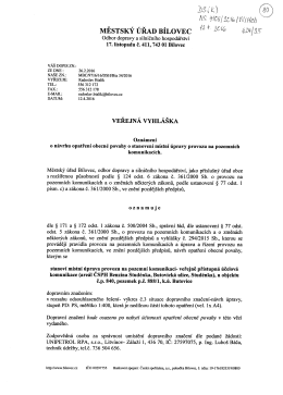 Veřejná vyhláška - oznámení o návrhu opatření