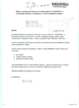 Informace dle z&aacute;kona č. 106/1999 Sb., ev. č. INF 19/16