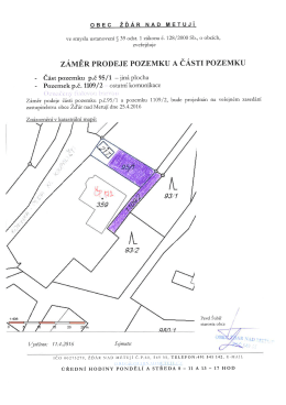 Záměr prodeje pozemku a části pozemku