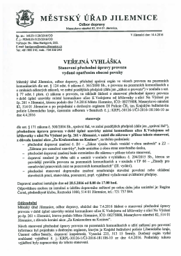 Stanoven&iacute; přechodn&eacute; &uacute;pravy provozu vydan&eacute;